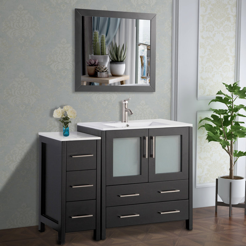 Wade Logan Karson 42" Single Bathroom Vanity Set with Mirror & Reviews